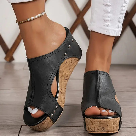 Faith - Elegant Sole Buckle Wedge Sandals