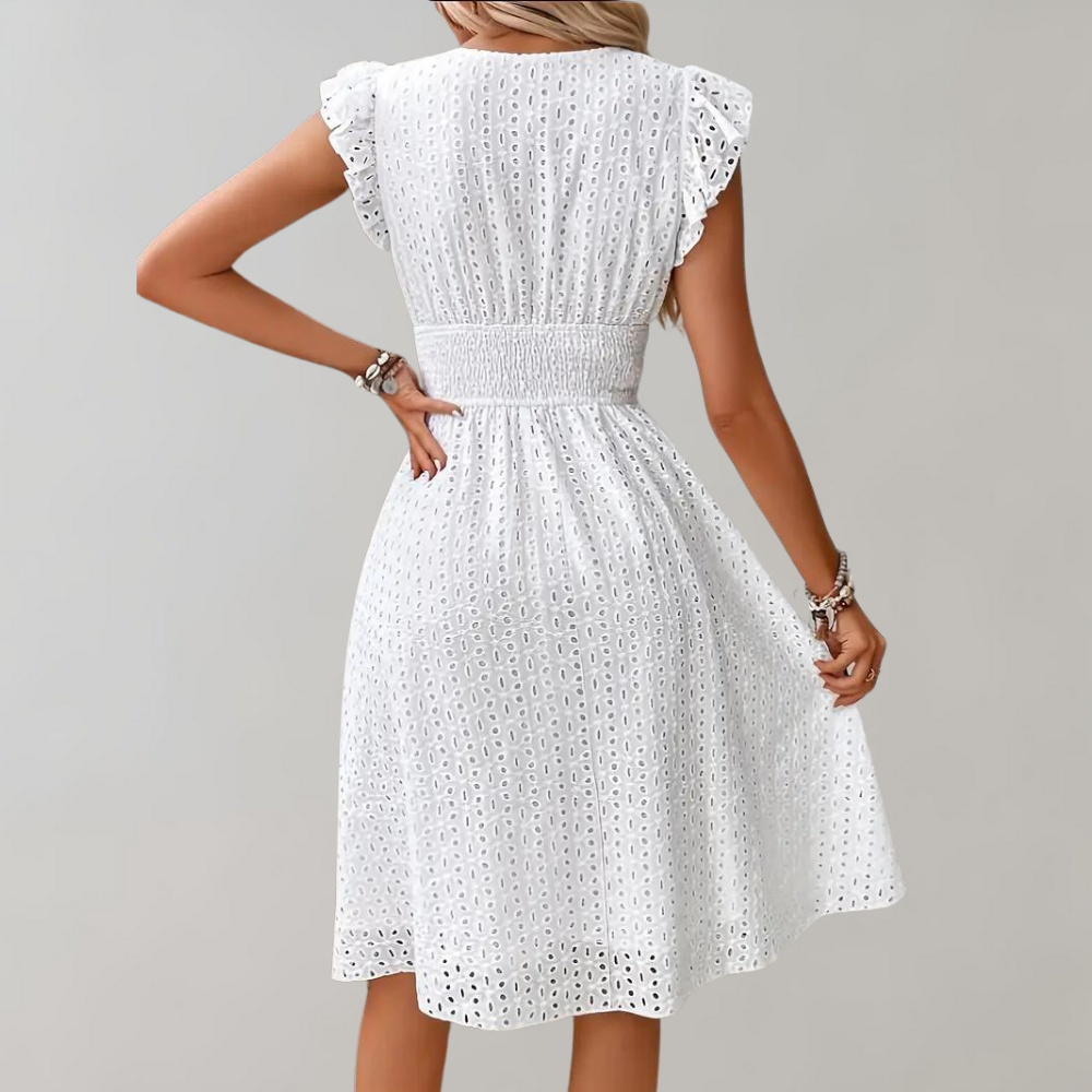 Eira - Elegant Elastic Waist Midi Dress