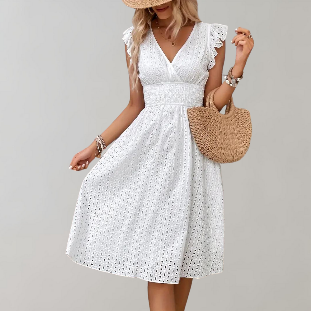 Eira - Elegant Elastic Waist Midi Dress