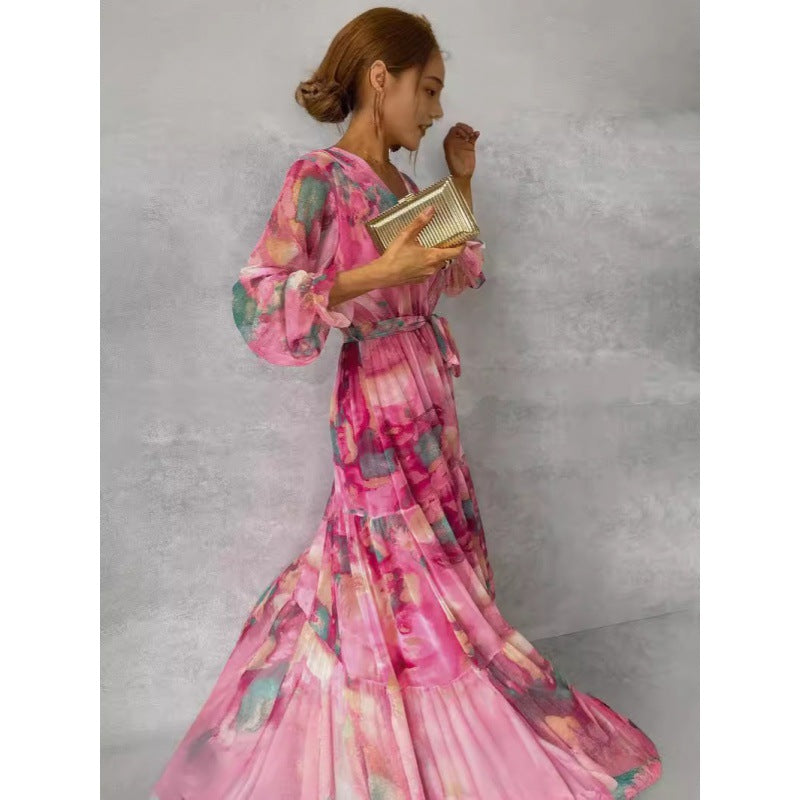 Trinity - Pleated V-Neck Dress