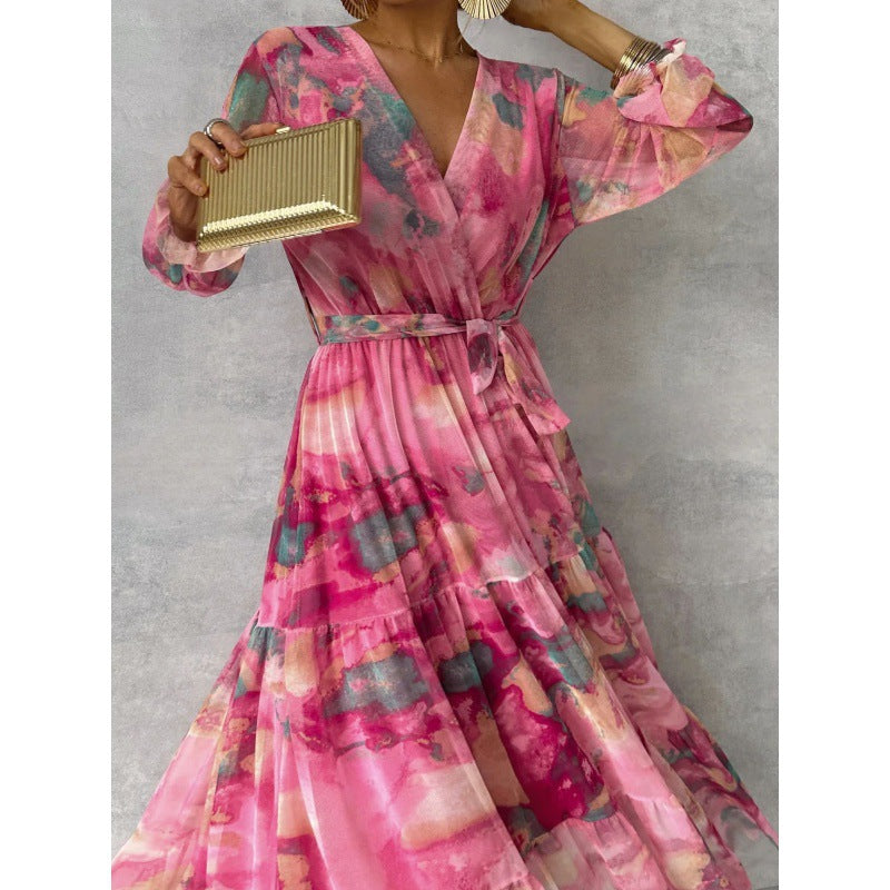 Trinity - Pleated V-Neck Dress
