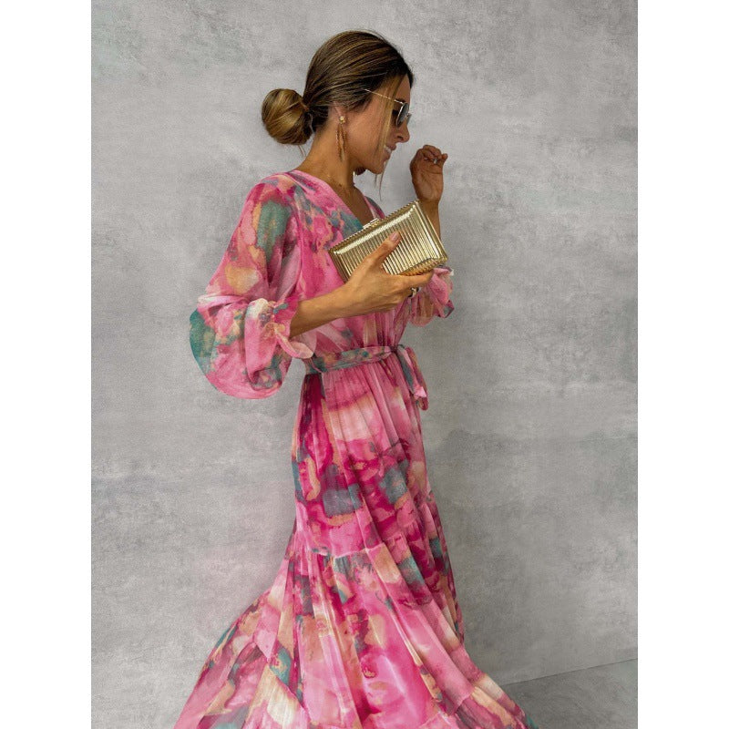 Trinity - Pleated V-Neck Dress