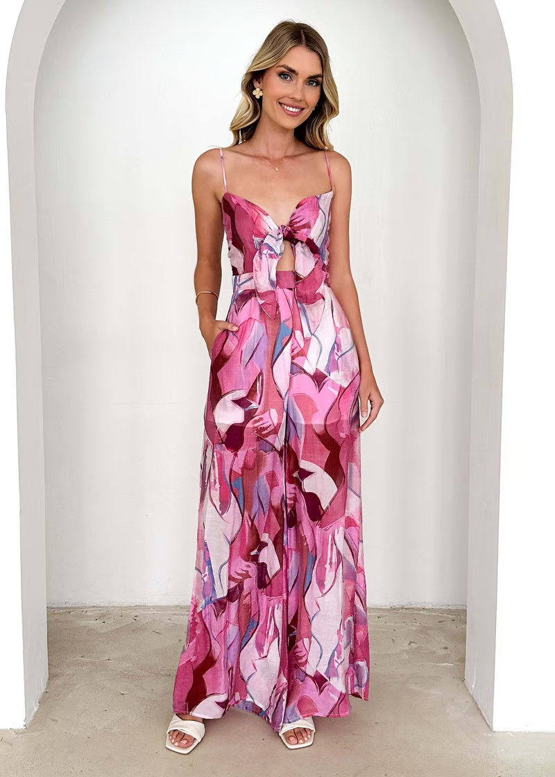 Annalise - Chic Printed Suspender Dress
