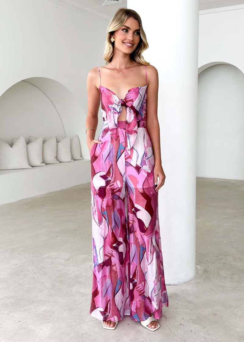 Annalise - Chic Printed Suspender Dress