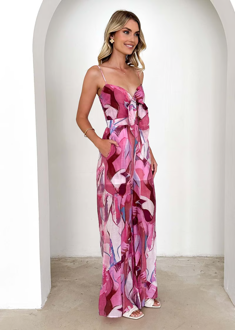 Annalise - Chic Printed Suspender Dress