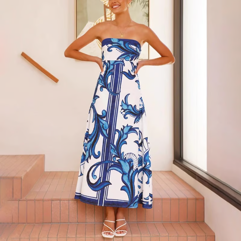 Iris - Vintage Printed Long Dress