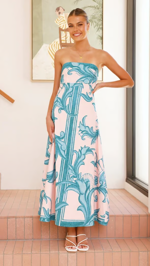 Iris - Vintage Printed Long Dress