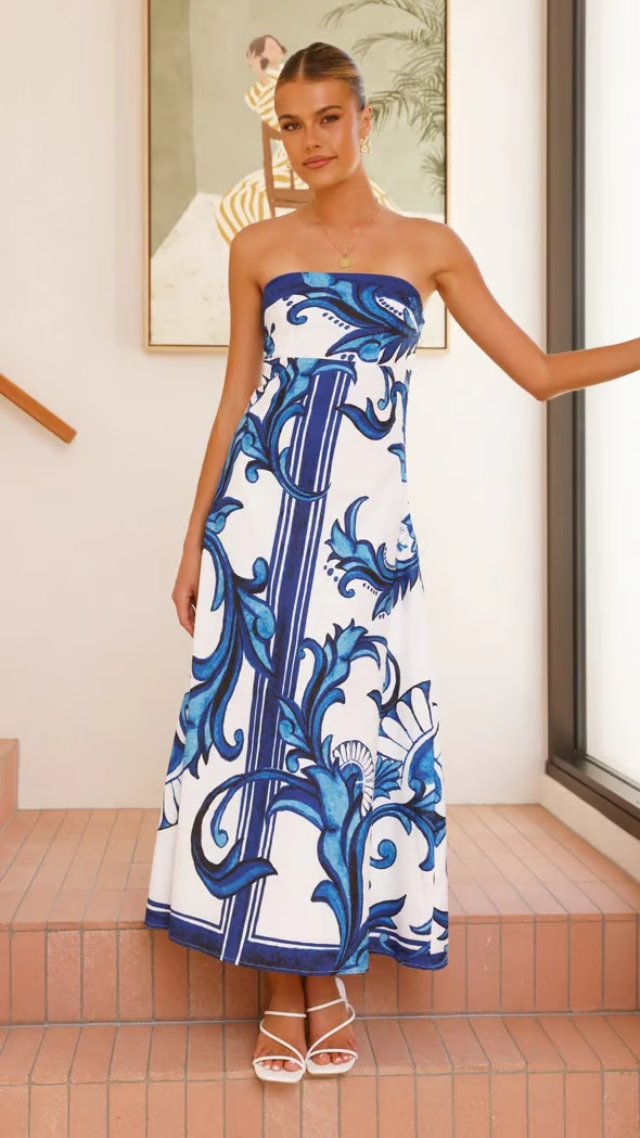Iris - Vintage Printed Long Dress