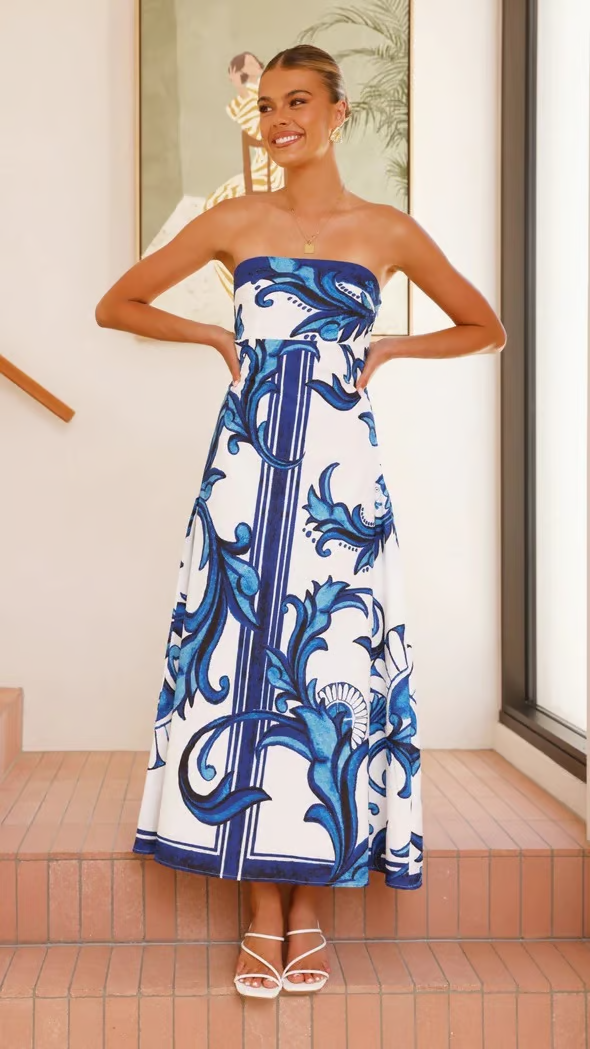 Iris - Vintage Printed Long Dress