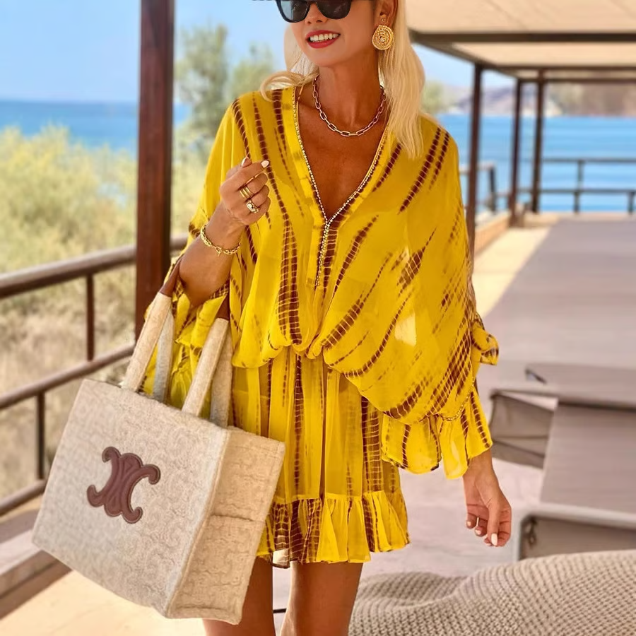 Adalyn - Chic V-Neck High Waist Dress