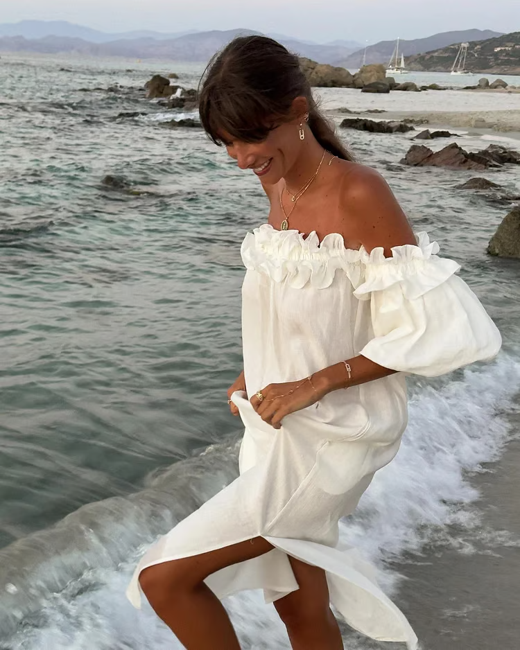 Sofia - Linen Off-Shoulder Dress